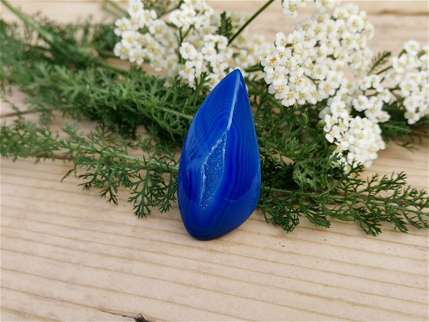 Inel blue druzy agat