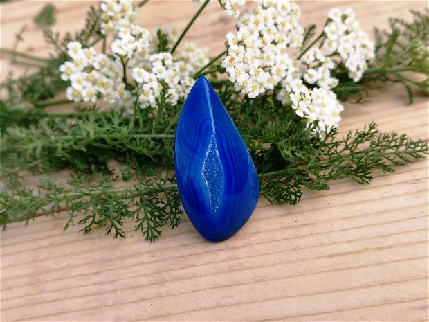 Inel blue druzy agat