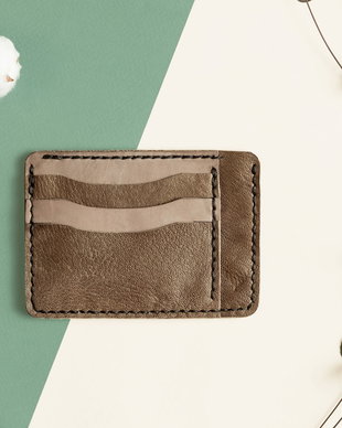 Portofel MiniP din piele naturala reciclata, slim, personalizat prin gravura