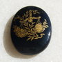 Cabochon onix imprimat cu semnul zodiacal balanta (provenienta America) aprox 3-4x18x24.5-25 mm