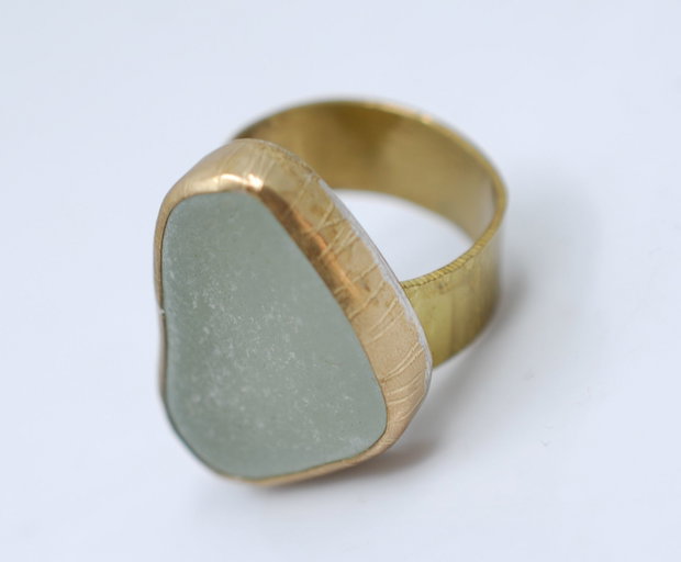Inel reglabil alama şi seaglass, inel mare