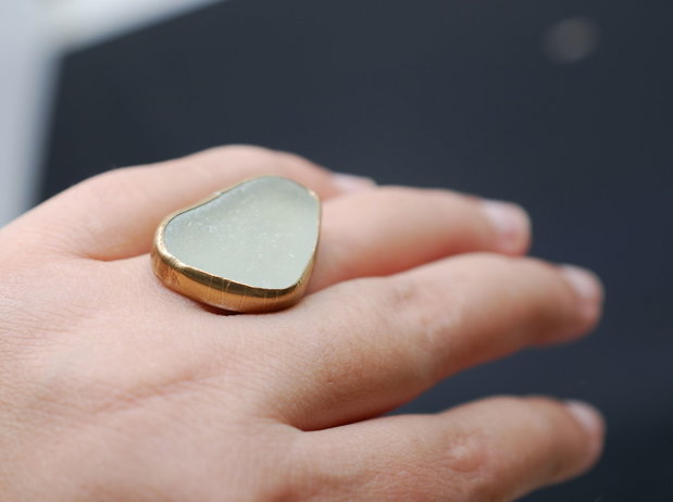 Inel reglabil alama şi seaglass, inel mare