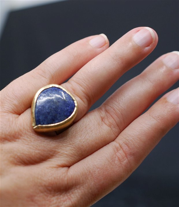 Inel reglabil alama şi lapis lazuli, inel mare
