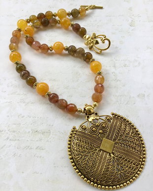Colier vintage agate dragon