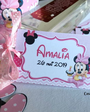 Etichete marturii Minnie mouse roz