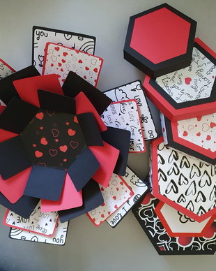 Cadou personalizat Explosion box hexagonal hand made