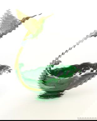 Platou din portelan cu bronz cu o pasare Colibri