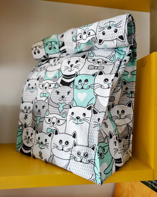 Lunchbag lavabil - gentuță pt prânz - PISICI MENTA