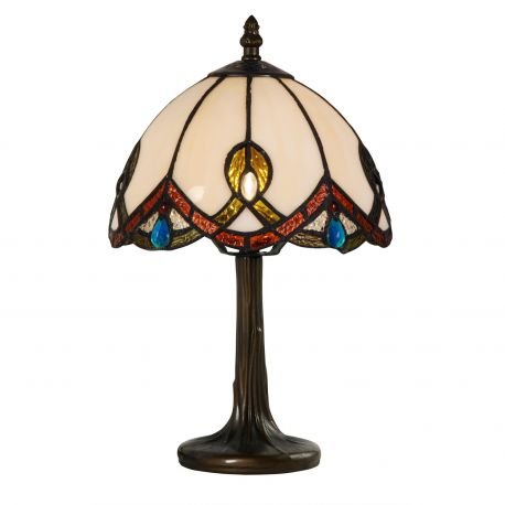 Lampa Tiffany din bronz cu abajurul bej