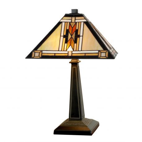 Lampa Tiffany din bronz cu motive geometrice