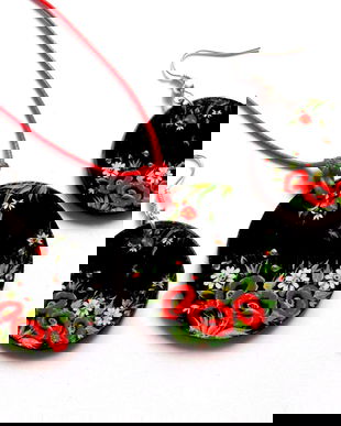 set lemn cu motiv floral maci 39730