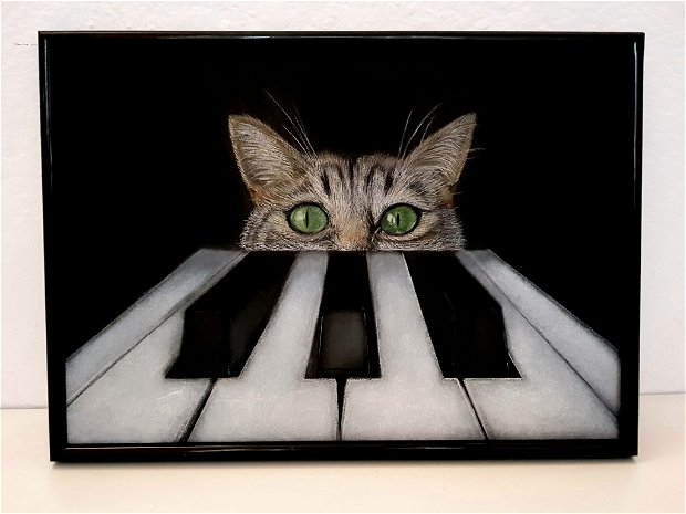 Tablou portret Pisica si pianul