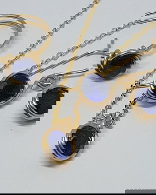 Set bijuterii, set cu safir, bijuterii din aur filat , bijuterii handmade.
