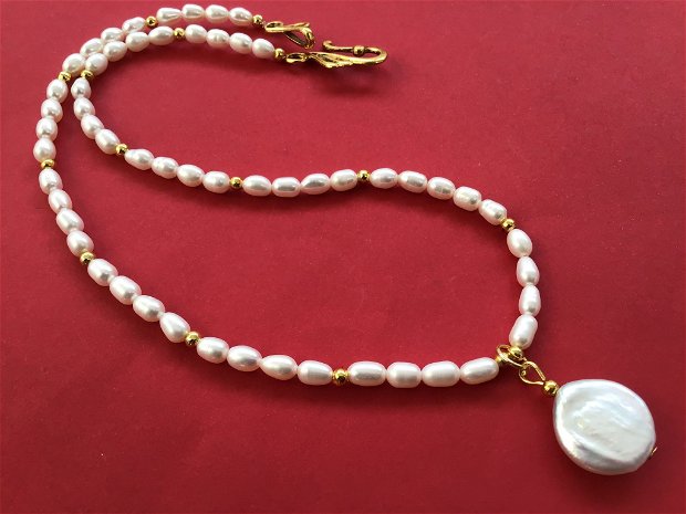 Colier CHOKER perle de cultura & perla baroc