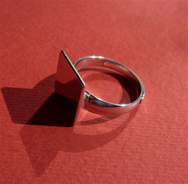 Baza inel reglabila din argint .925 rodiat cu platou patrat de aprox 12x12 mm