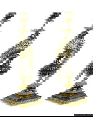 Sfesnic papagal din portelan cu bronz