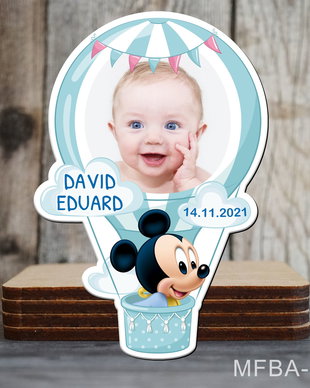 Marturii botez personalizate balon aer cald si Mickey Mouse