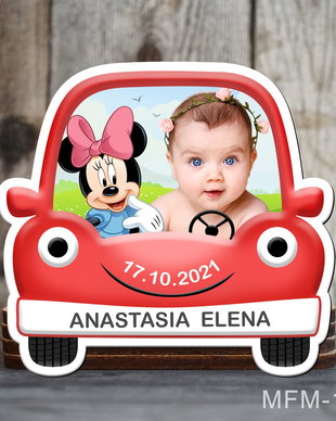 Marturii botez handmade Minnie Mouse in masina