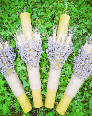 Set 4 lumânări ceară naturală - Cununie