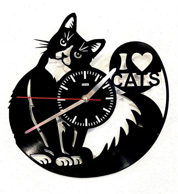 ceas de perete" ilove cats"