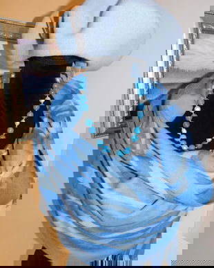 Escada   , esarfa  noua lina  pura , basc  lina pura  ,   margele  pietre semipretioase cadou