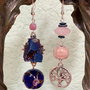 CERCEI LUNGI,ASIMETRICI-agata druzy,cuarț roz,lampwork,turmalină,hematit,zamac argintat