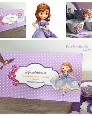 Plicuri de bani Printesa Sofia/Place carduri botez Printesa Sofia