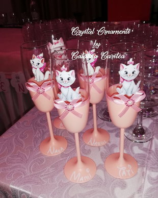 Pahare decorate botez