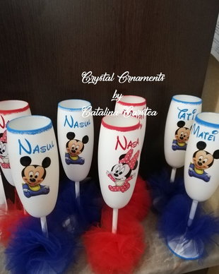 Pahare decorate botez