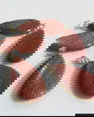 Pandantiv lacrima alungita din brown goldstone aprox 5x15x28 mm (37 mm cu anoul)