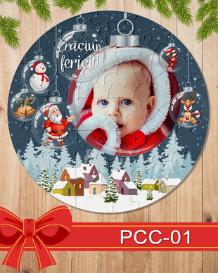 Puzzle rotund personalizat Craciun PCC-01