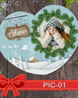 Puzzle inima personalizat Craciun PIC-01