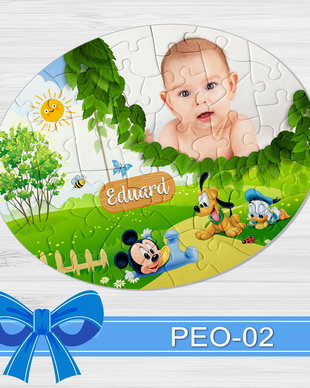 Puzzle oval personalizat Mickey, Donald si Pluto PEO-02