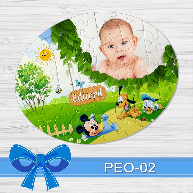 Puzzle oval personalizat Mickey, Donald si Pluto PEO-02