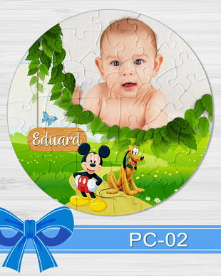 Puzzle rotund personalizat Mickey si Pluto PC-02