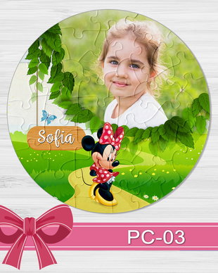 Puzzle rotund personalizat Minnie PC-03