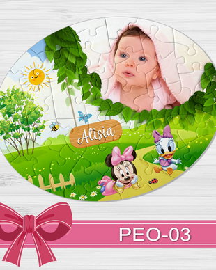 Puzzle oval personalizat Minnie si Daisy PEO-03