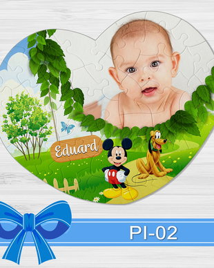 Puzzle inima personalizat Mickey si Pluto PI-02