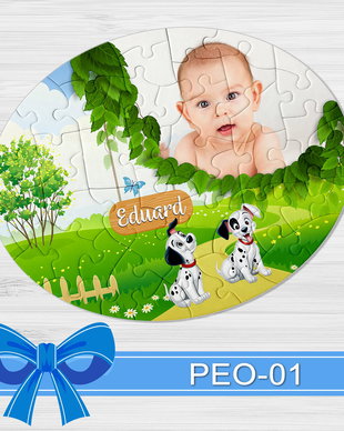 Puzzle oval personalizat Dalmatieni PEO-01