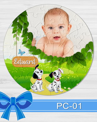 Puzzle rotund personalizat Dalmatieni PC-01