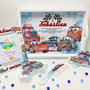 Set aniversar personalizat 1 anisor - Special Cars - Tavita mot si accesorii