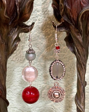 CERCEI LUNGI,ASIMETRICI-agate,murano,rhinestones,argint tibetan