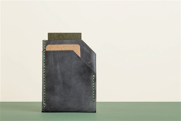 Portofel "Pocket" din piele naturala reciclata, SLIM, personalizat prin gravura