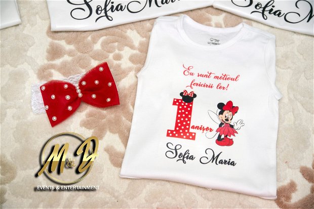 Tricouri personalizate Minnie Mouse (1 an)/ Fustita Tutu