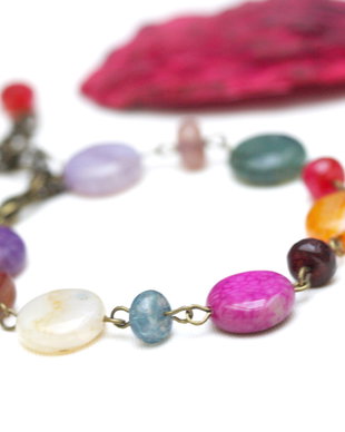 Bratara cu agate multicolore