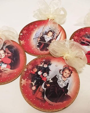 Glob din lemn, personalizat cu poza, 10 cm