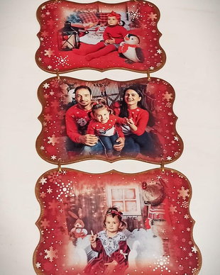 Decoratiune cu tema de Craciun, personalizata cu poze