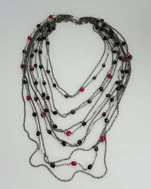 Colier cuart, granat, carneol