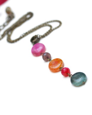 Colier cu agate multicolore
