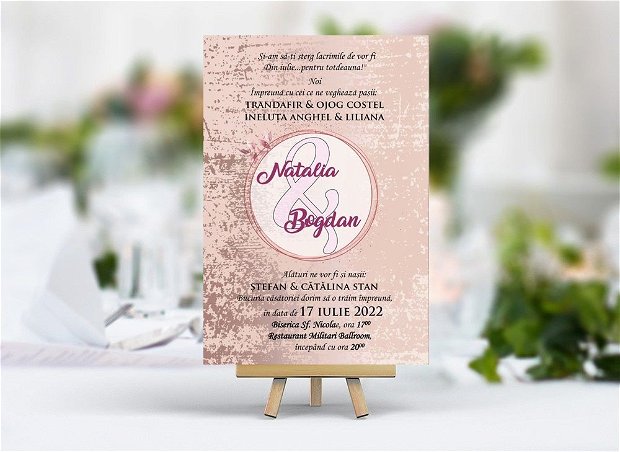 Invitatie nunta Glitter Pink